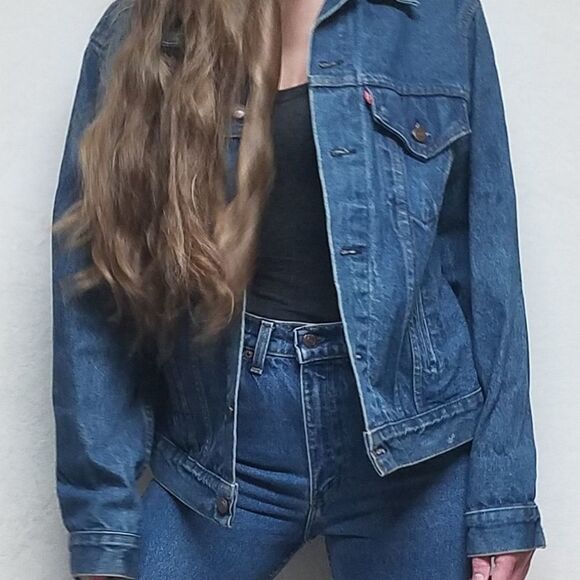 VINTAGE Levi's 506 Mid Wash Denim Trucker Jacket L - Picture 2 of 15
